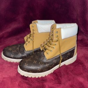 Timberland and Louis Vuitton hiking boots